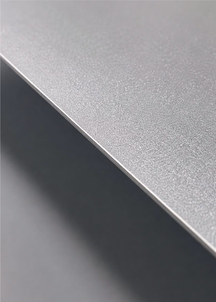 Layered matte gray coated steel sheets